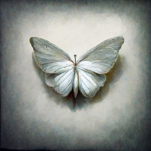 Canvas with a beautiful white butterfly on a beige background