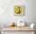 Small modern kitchen wall art print, yellow pear sketch with subtle gradients on a beige and green background