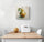 Small watercolor canvas for kitchen: juicy yellow pear with leaf, bright yellow and green colors, soft light