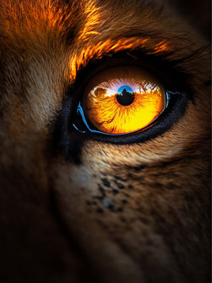 The animal's mesmerizing eye highlights the elegance of this unique canvas.