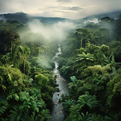paysage vue du ciel d'une jungle tropical