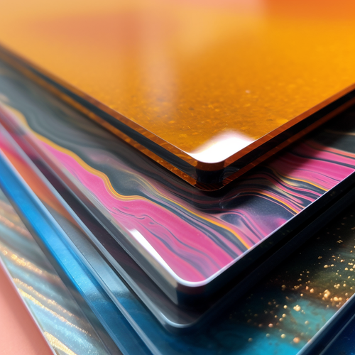 Close-up photo of a plexiglass painting