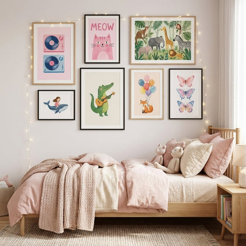 Girls' bedroom posters and art prints in a girl's room — gallery wall decor by MyselfMonArt