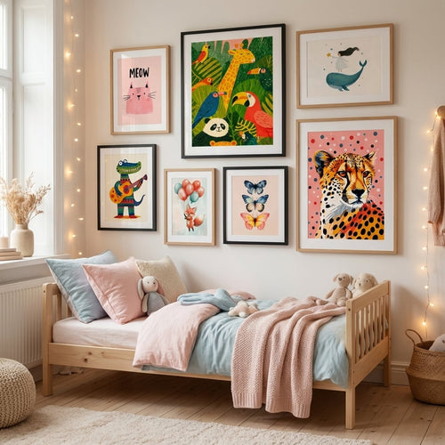 Girls' bedroom wall art poster and print in a little girl's room — gallery wall decor — MyselfMonArt