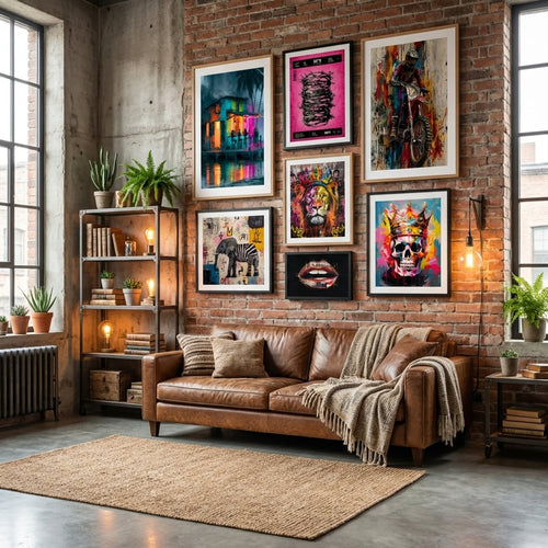 Street art poster and print in an urban loft — gallery wall decor by MyselfMonArt