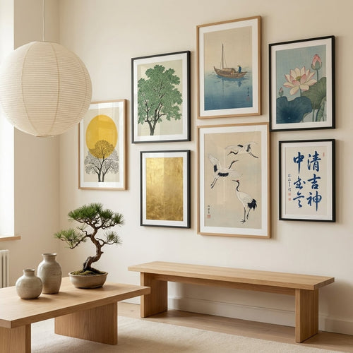 Zen wall art poster print in a Japandi interior — gallery wall decor by MyselfMonArt