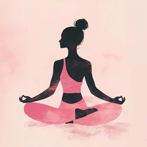 gentle illustration of a female silhouette meditating