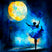 tableau reproduction peinture, ballerine bleue au clair de lune