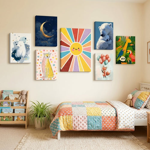 Mur-galerie de tableaux chambre d'enfant — toile sur châssis, décoration murale | MyselfMonArt
