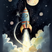 Tableau enfant  thème de l'espace avec fusée, étoiles et astres lumineux