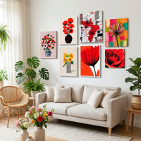 Mur-galerie de tableaux fleurs — toile sur châssis, décoration murale | MyselfMonArt