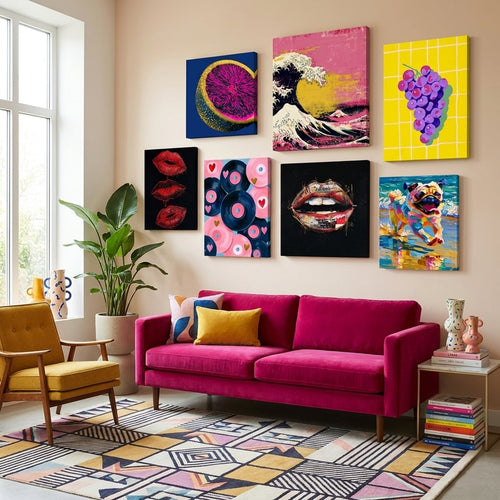 Pop art gallery wall — stretched canvas prints, wall decor | MyselfMonArt