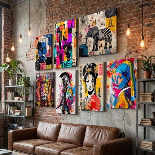 Street art gallery wall — stretched canvas prints for wall decor | MyselfMonArt