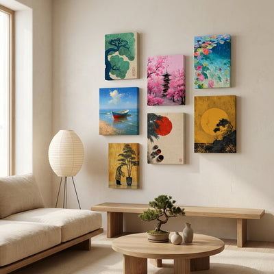 Mur-galerie de tableaux zen — toile sur châssis, décoration murale | MyselfMonArt