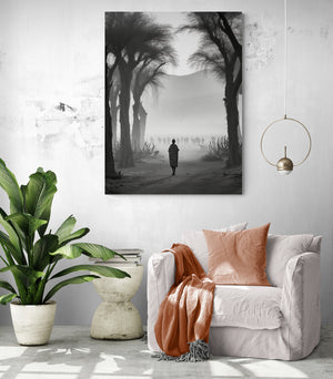 African landscape canvas harmonizing a minimalist living room