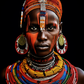 portrait art deco tableau ethnique femme africaine perles rouges