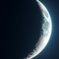 toile photographie : Une lune partielle avec une très légère phase de lune, dans le style du blanc clair et du bleu marine foncé
