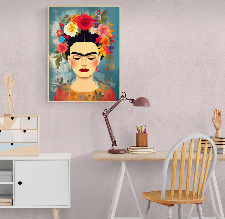 cadre murale de Frida pour un espace bureau moderne.