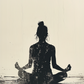 illustration d'une silhouette féminine assise en position de lotus, une posture commune de méditation ou de yoga
