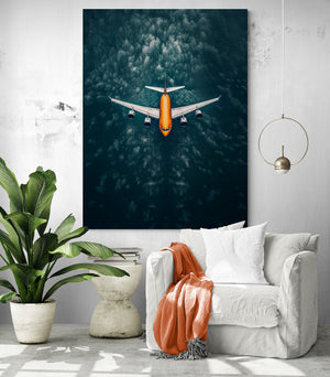 Sleek airplane canvas, complementing a minimalist reading nook