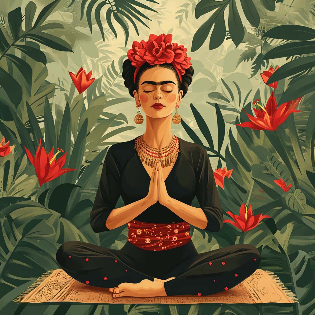 Frida Kahlo Portrait Canvas Wall Art – Exotic Meditation