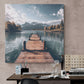 Bureau minimaliste avec un tableau paisible du lac, invitant à la productivité