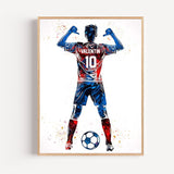 Affiche personnalisée joueur football bleu rouge France décoration chambre garçon foot