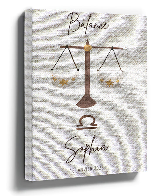Personalized Libra Zodiac Illustration Print for a Minimalist Baby Nursery