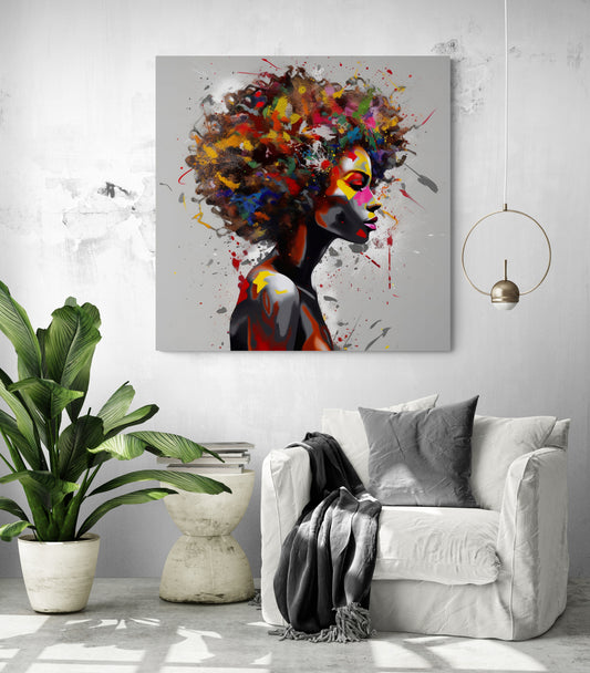 Le Tableau Femme Africaine Coloré ajoute une explosion de teintes vibrantes à un salon contemporain.