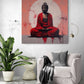 tableau Bouddha Zen apportant un peu de couleur dans un salon minimaliste