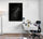 The striking contrast of a black and white map adds urban sophistication to a clean, minimalist office workspace decor
