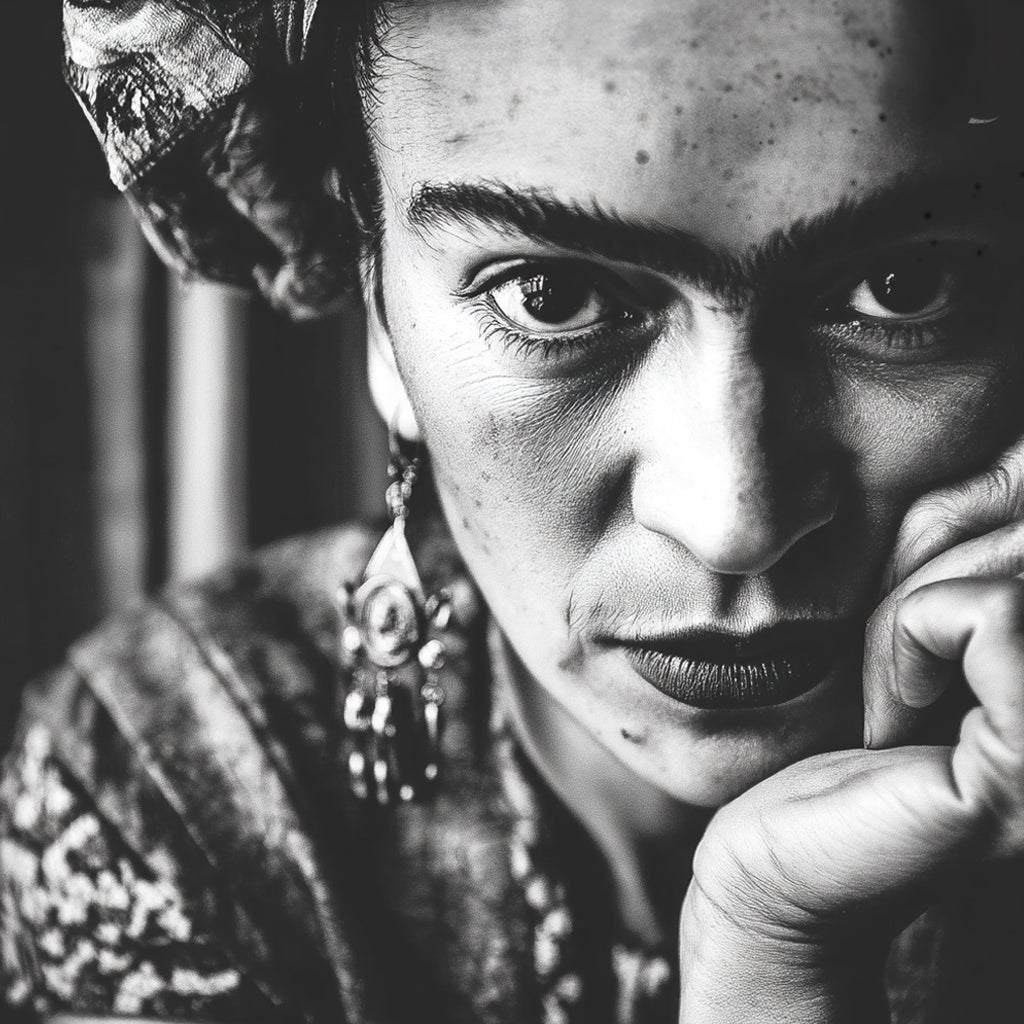 Tableau sur toile Frida Kahlo - Portrait N&B authentique