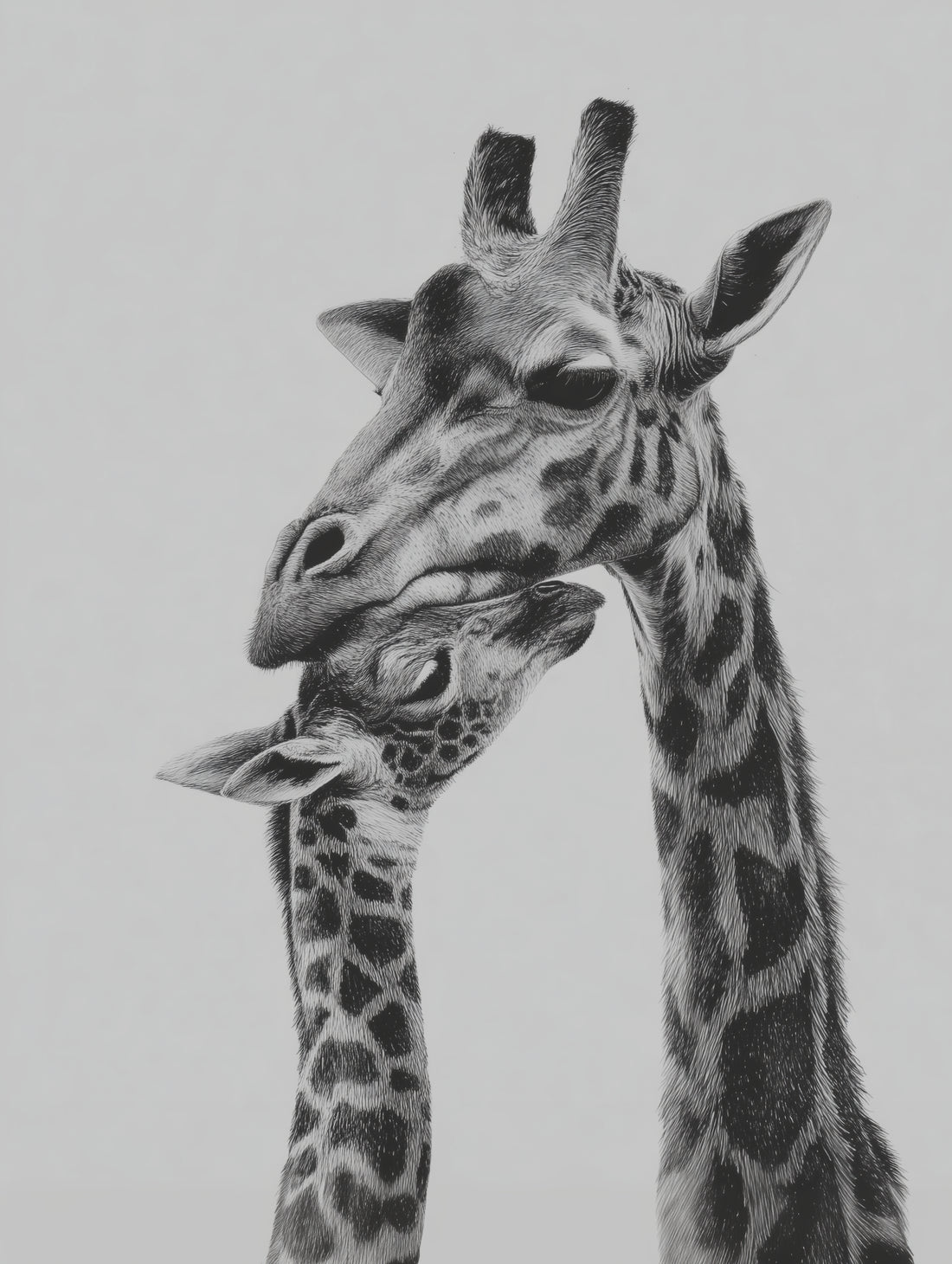 Giraffe Wall Art – Tender Mother & Baby Embrace