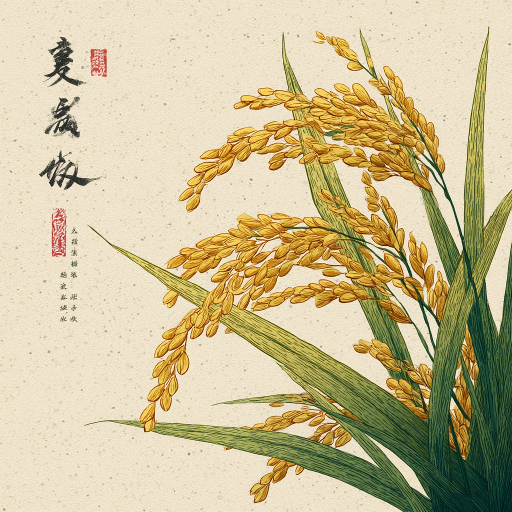 Tableau sur toile Épis de riz - Chaleur dorée zen
