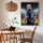 Framed personalized soccer poster in wood, on the wall of a light-wood dining nook