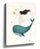 Dreamy whale and girl nursery wall art print for a minimalist kids room