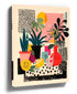 Colorful pop art canvas wall art featuring potted plants and tropical fruit
