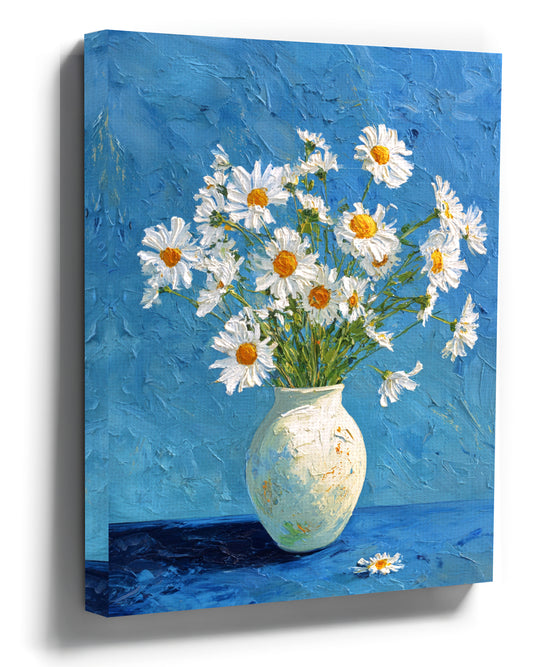 Daisy bouquet wall art for Scandinavian living room decor