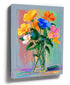 Multicolor flower bouquet canvas wall art for a contemporary living room