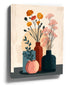 Pastel wall art with stylized vases, soft decorative artwork in a room setting