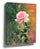 Delicate pink rose impressionist oil painting on a green-orange background