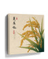 Golden rice stems botanical canvas wall art, Asian print style