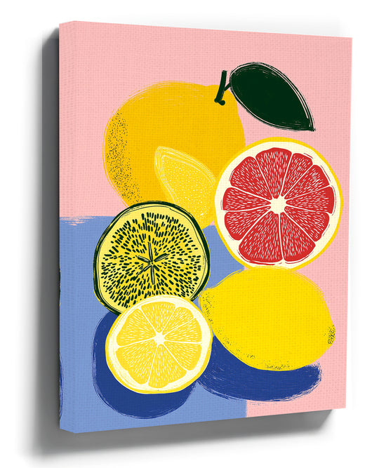 Pop art citrus slices wall art for modern kitchen decor