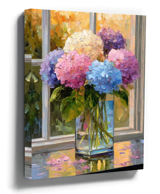 Hydrangea bouquet wall art for a minimalist living room