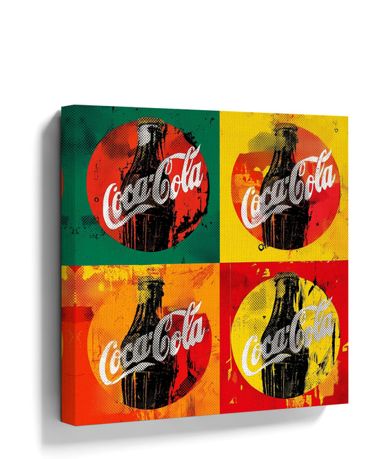 Retro Pop Art Coca-Cola Bottle Canvas Wall Art, Vibrant Colors