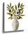 Olive branch wall art in a black-and-white striped vase, minimalist kitchen decor