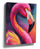 Close-up pink flamingo painting in fuchsia and orange, flamingo wall art canvas
