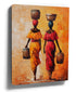 African women carrying jars oil painting in warm tones, African wall art