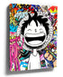 Manga graffiti street art canvas print for teen bedroom decor, colorful anime portrait wall art