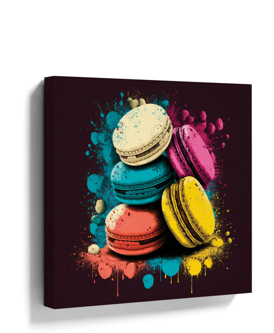 Pop art French macarons (macaroons) canvas print for modern kitchen wall decor